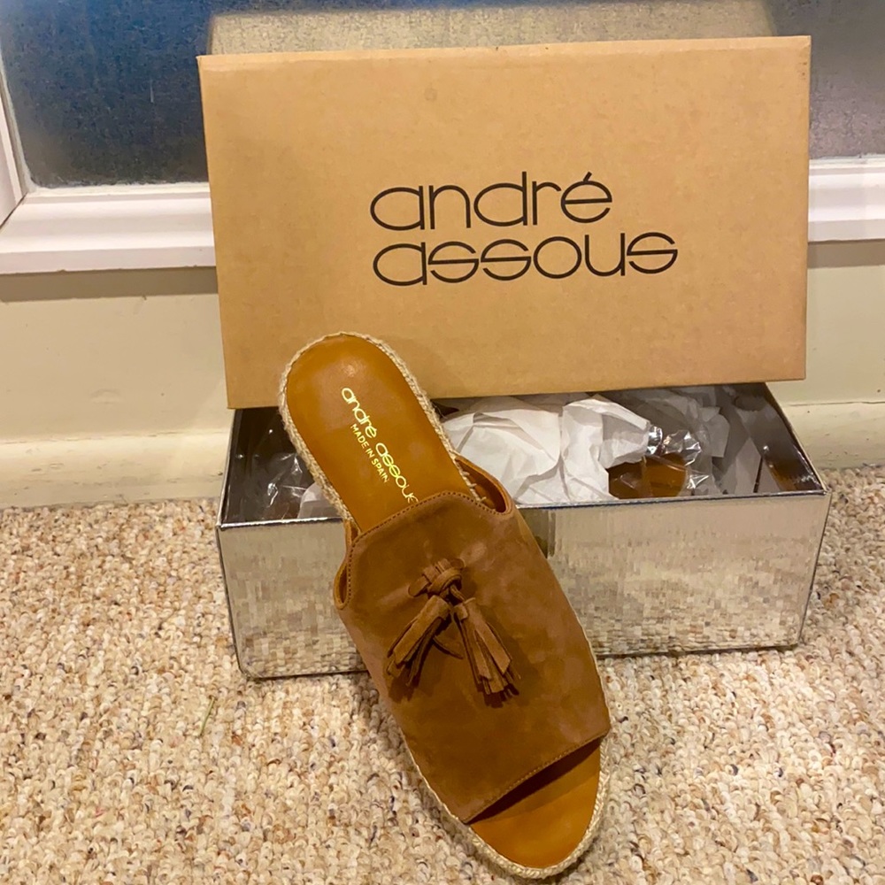 Never Worn - Andre Assous peep toe mule sandals